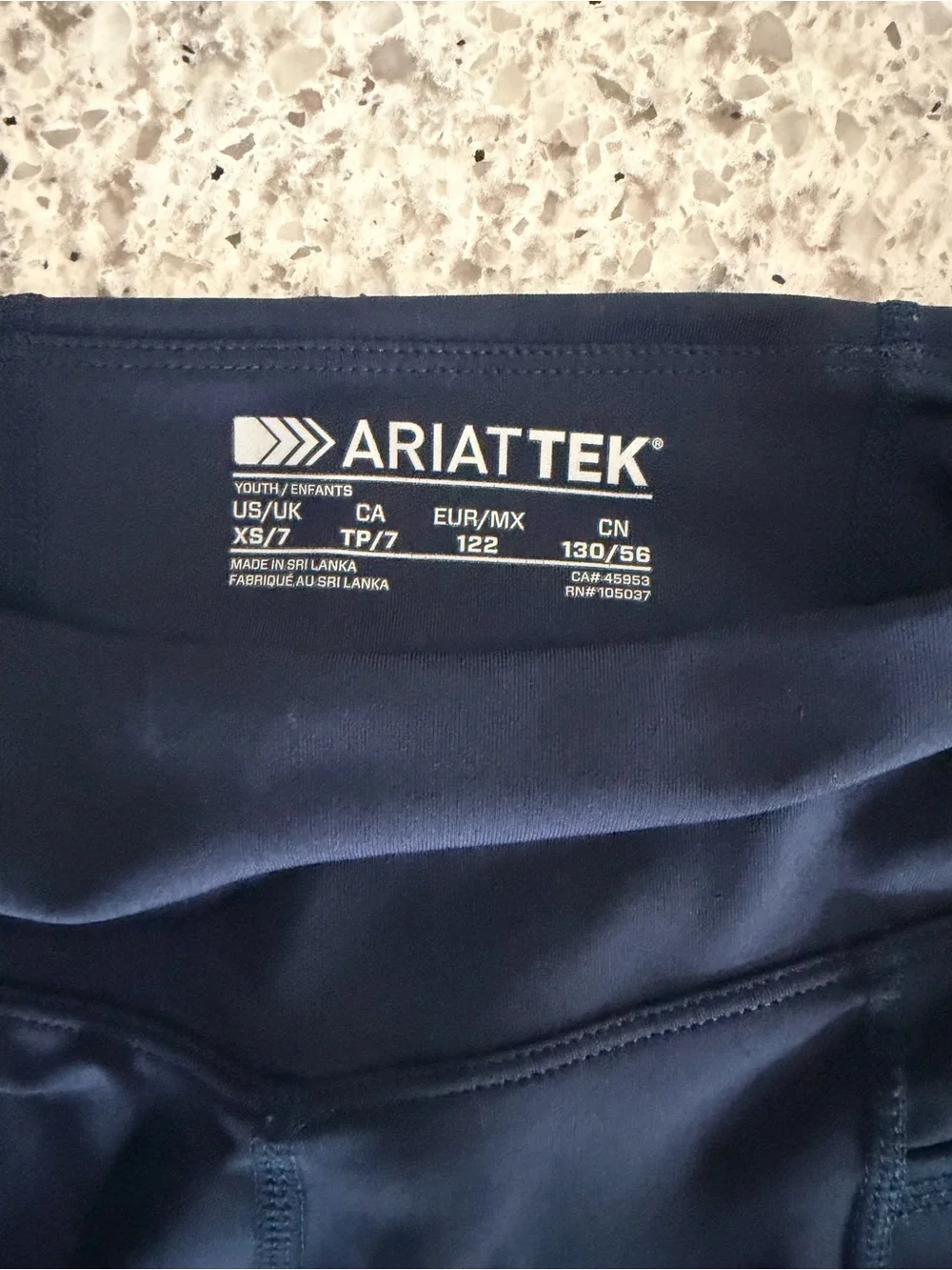 Ariat Navy Girls' Performance Leggings with Knee Panels